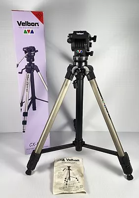 Velbon CX 687 Deluxe Heavy-Duty Aluminum Camcorder Tripod W Fluid Panhead VG • $40