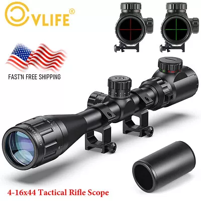 CVLIFE 4-16x44 Rifle Scope Red/Green Illuminated With Sunshade & 20mm Ring Mount • $49.99