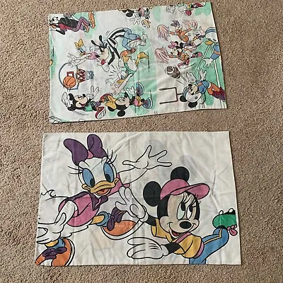 Vtg Disney Mickey Mouse Minnie Mouse  Pillowcase Daisy Donald Pic On Each Side • $3.99