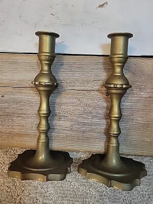 Vintage 7  Brass Candlesticks Set Of 2 Matte Finish • $17.25