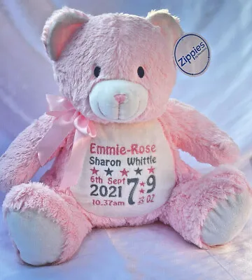 £22.75 • Buy Personalised Large Plush Pink Teddy Bear Baby Girl First Easter Birth Gift