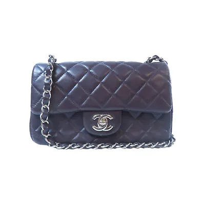 CHANEL CC SHW Mini Classic 20cm Chain Shoulder Bag Lambskin Leather Purple • $3470