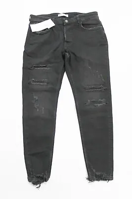 Zara Women's Skinny Fit Distressed Denim Jeans Black Size US:34 UK:44 NWT • $12