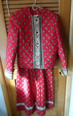 Vera Bradley Quilted Ladies Jacket And Skirt In Retired Red Pattern Size S   #1 • $40