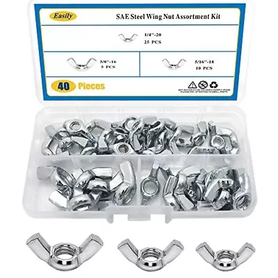 40PCS 1/4 -20 5/16 -25 3/8 -16 Butterfly Wing Nut Assorted Kit SAE Steel W... • $16.63