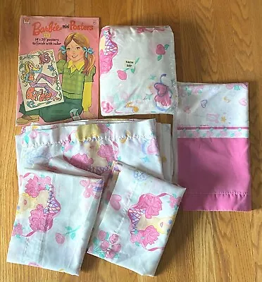 Vintage Barbie Bed Twin Set (Sealed) Curtain Valance & 1974 Poster Coloring Book • $57.60