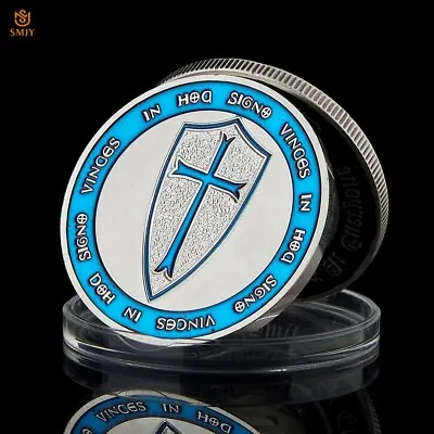Crusader Templar Knights Silver Blue Coin Mason Holy Sword Religious • £8.50