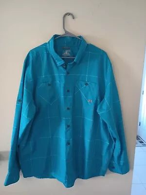 Under Armour Shirt Mens XXL Heat Gear Long Sleeve Vented Fishing Button Up • $24.99