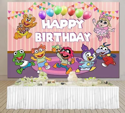 MUPPET BABIES Birthday Scene Setter Wall Mural BACKDROP 5'x3' Kermit Miss Piggy • $15.99