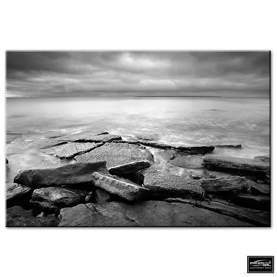 Sunset Seascape Rock Island   BOX FRAMED CANVAS ART Picture HDR 280gsm • £19.99