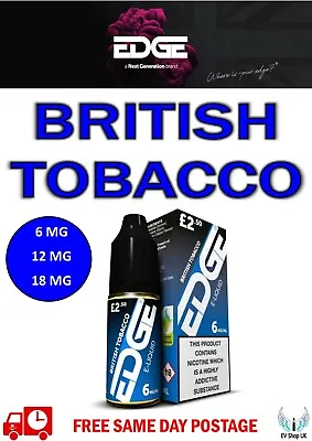 Edge British Tobacco Flavour E Liquid Vape Juice 10ml X 3 10 15 CHEAP FREEPOST • £5.99