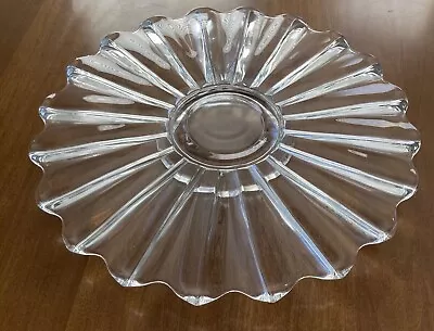 Beautiful Vintage Pressed Glass Cake Plate/stand Heavy Pedestal 1.5  H X  14  W • $29.55