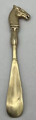 Solid Brass Shoe Horn Horse Head Equestrian 10 Inches Vintage • $24.95