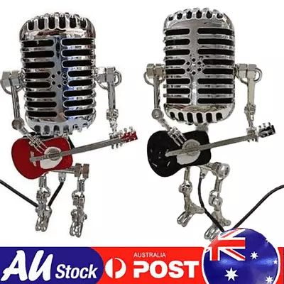 Steampunk Vintage Microphone Robot With Guitar Desk Table Lamp Light Xmas Gift • $19.89