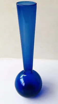 Vintage Cobalt Blue Art Glass Vase - 21 Cm - Unused • $29