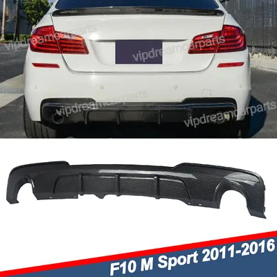 For BMW F10 535i M Tech Sedan 2011-2016 Rear Bumper Diffuser Lip Carbon Look ABS • $123.99