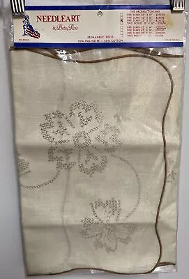 VTG Needleart Betsy Ross STAMPED For Embroidery Dresser Scarf 32”x 15” New • $14.99