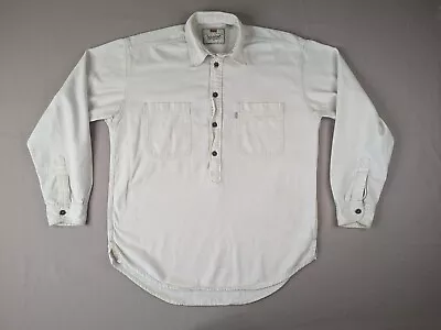 Vintage Levis Frontier Shirt Adult Medium Beige Herringbone • $29.88