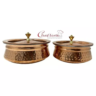 New Indian Copper Hammered Biryani Curry Balti Serving Dish Handi/Lid 6  Or 7  • £21.49