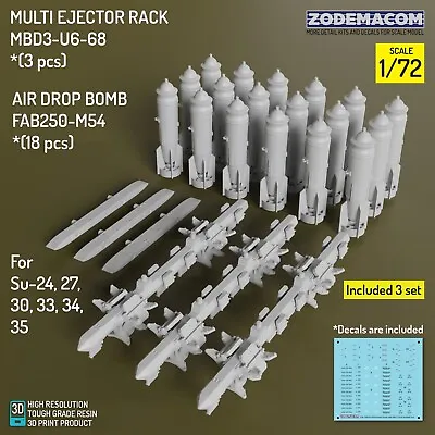 1/72 Air Drop Bomb FAB250-M54 For Russian Aircraft Scale Model • $16