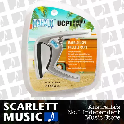 Mahalo UCP1 Trigger Clamp Style Ukulele Capo Spring Action Grip - Silver • $15.95