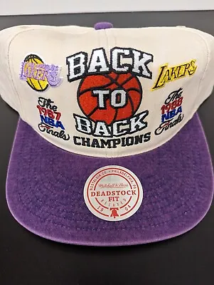 Mitchell & Ness LA Lakers Deadstock Championship Purple Hat Cap Snapback NWT • $29.94
