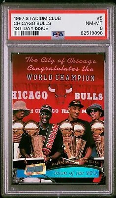 Michael Jordan Chicago Bulls 1997 Stadium Club 1st Day Issue PSA 8 Pop 3 • $650