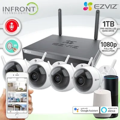 $398 • Buy Wireless 4 Channel 1TB FULL HD 2MP Home Security CCTV Ezviz By HIKVISION