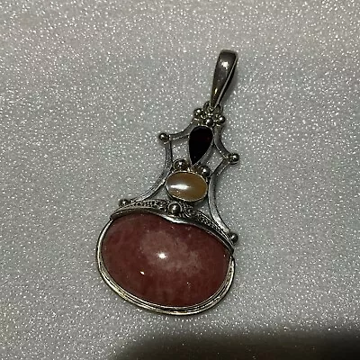 AMAZING Sajen SJ 925 Sterling Silver LARGE MULTI STONE  Pendant  2 3/4  • $29.99