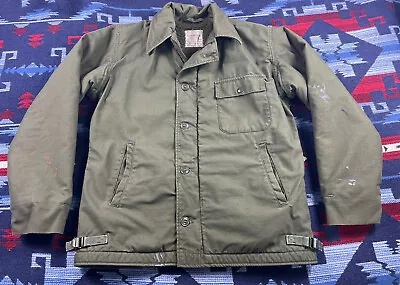 Vintage Military Cold Weather Permeable A-2 Deck Coat Jacket Size Medium 38-40 • $80.99