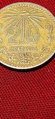 1933 M Mexico .720 Silver 20 Centavos  KM 438 Lovely Patina Lot Of 1 Coin • $15