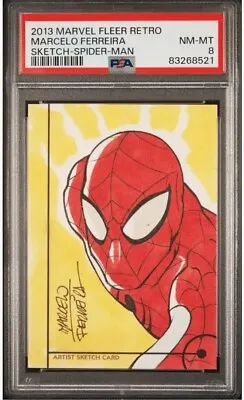 2013 Fleer Retro Marvel Spider-Man Art Artist Sketch 1/1 Marcelo Ferreira PSA 8 • $224.99