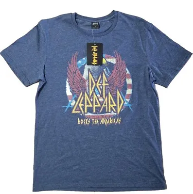 Def Leppard Rock The Americas Distresed Licenced Men's T Shirt Size Large • $25
