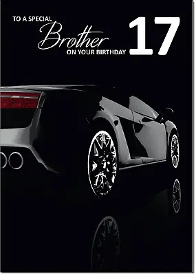 Doodlecards Brother Age 17 17th Car Birthday Card - Lamborghini • £3.49