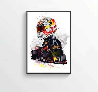 Max Verstappen 2021 Car & Helmet F1 Poster Print Illustration MVF1 FRAMED OPTION • £6.99