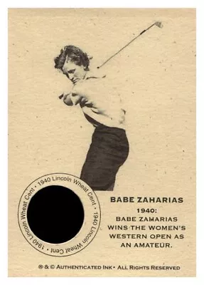 #GF018 BABE ZAHARIAS 1940 Penny Coin Collector Golf Card Free Shipping • $8.99