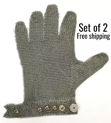 US Mesh USM-1107 Stainless Steel Metal Mesh Work Glove Size Small Set Of 2 • $29.50