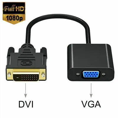 £3.95 • Buy 1080p DVI-D 24+1 Pin Male To VGA 15Pin Female Active Cable Adapter Converter