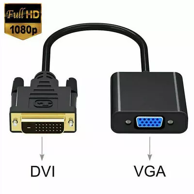 £3.95 • Buy 1080p DVI-D 24+1 Pin Male To VGA 15Pin Female Active Cable Adapter Converter