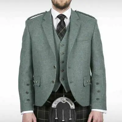 £69.99 • Buy Lovat Green Crail Argyle Jacket With Waistcoat Wedding Kilt Jacket (34  To 54 )