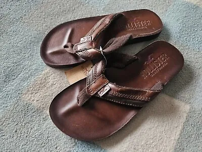 Mens Leather Hollister Flip Flops. BNWT. Size Medium • £16.99