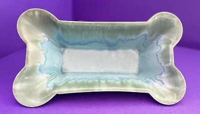 Rare Royal Haeger Green Blue Drip Glaze Dog Bone Shaped Planter Small Chips SALE • $30