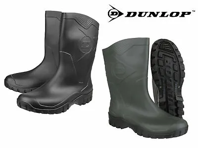 Unisex Dunlop DEE Wellies Short Half-Length Wellington Boots WIDE CALF 4-12 UK • £13.99