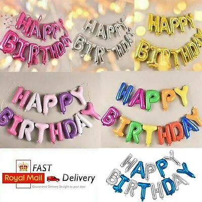 Happy Birthday  Foil Balloon Banner Bunting Self Inflating ✅Unbeatable Price • £1.97