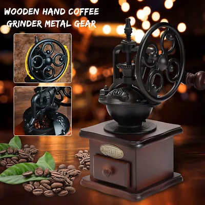 Vintage Manual Coffee Grinder With Ceramic Movement Retro Old Wooden Coffee Mill • $35.14