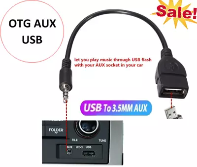 Male AUX Audio 3.5mm Plug Jack To Female USB 2.0 Converter Adaptor For Car MP3 • £2.86