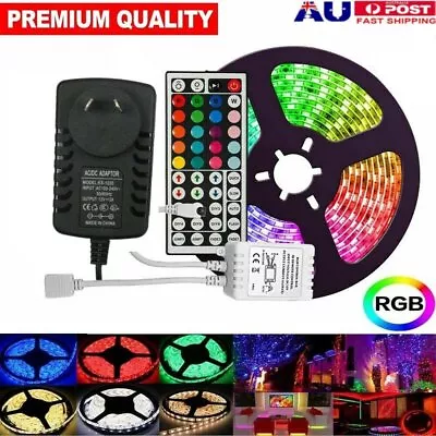 5M 10M  RGB LED Strip Lights SMD 12V 44Key Remote Full Kit Home Deco TV Back • $20.89