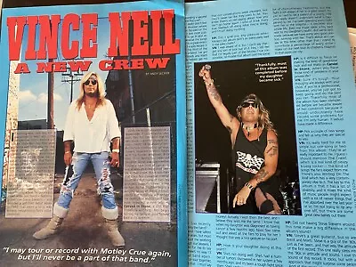 Vince Neil Motley Crue Two Page Vintage Clipping • $3.99