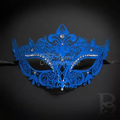 Filigree Metal Masquerade Mask Blue M7110 • $15.30