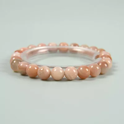 Peach Moonstone Smooth Round Beaded Bracelet Size 6mm 8mm 10mm 7.5'' Length • $6.99